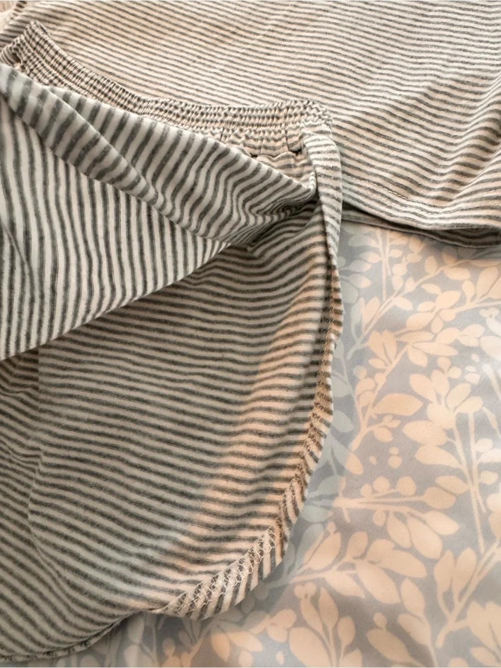 Women’s Gray Striped Short Sleeve Tee & Shorts Sleep Set